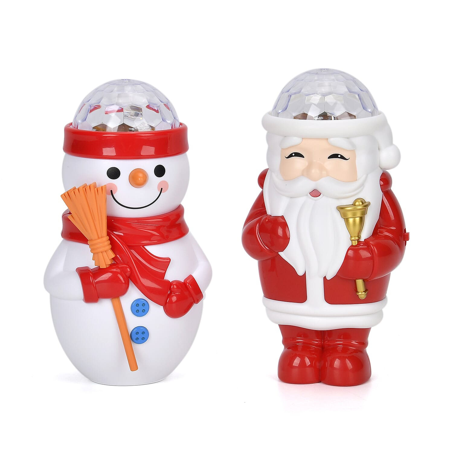 Set of 2 Christmas Music Projector Snowmen & Santa - White & Red
