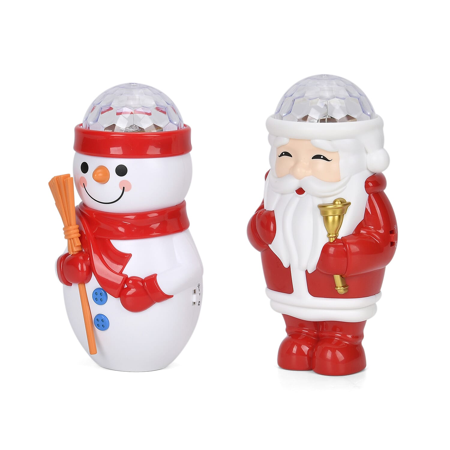 Set of 2 Christmas Music Projector Snowmen & Santa - White & Red