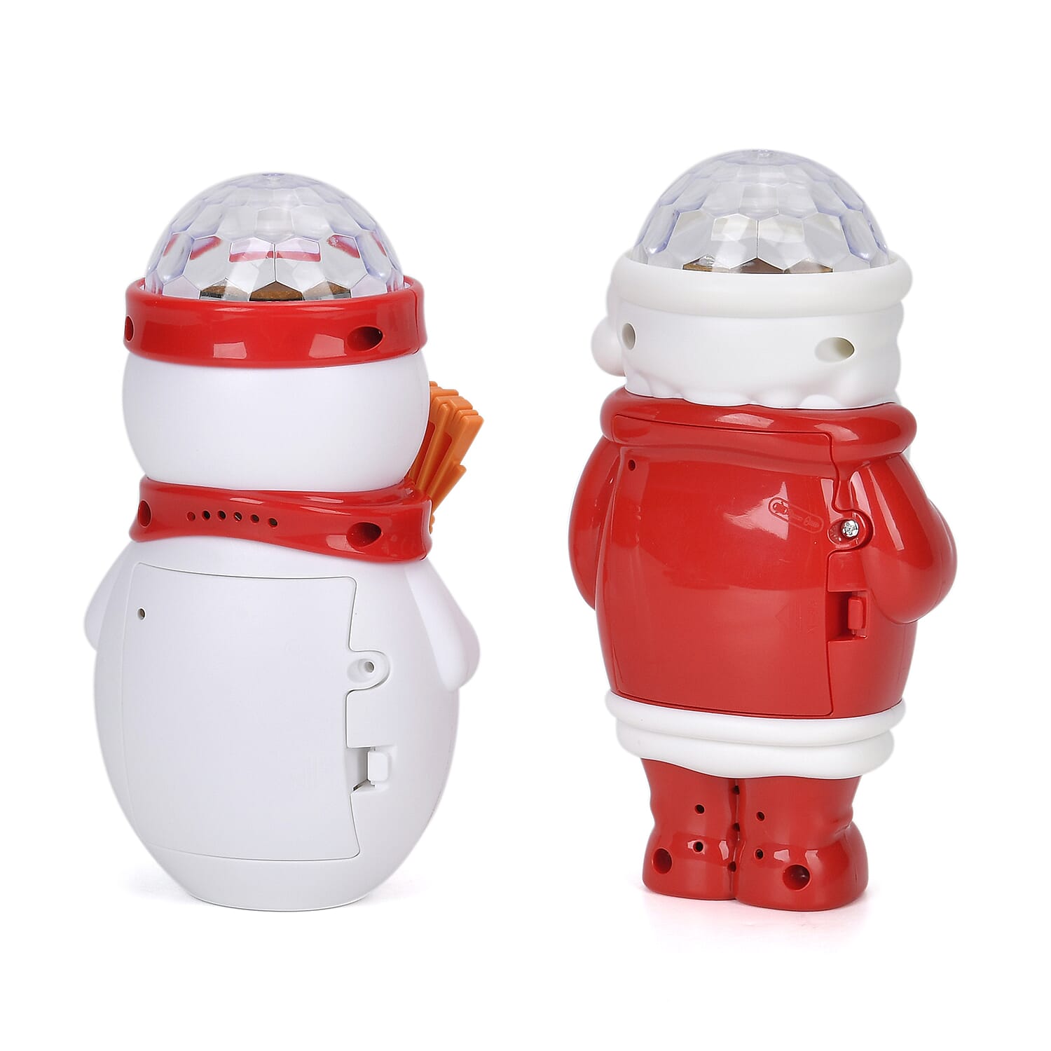 Set of 2 Christmas Music Projector Snowmen & Santa - White & Red