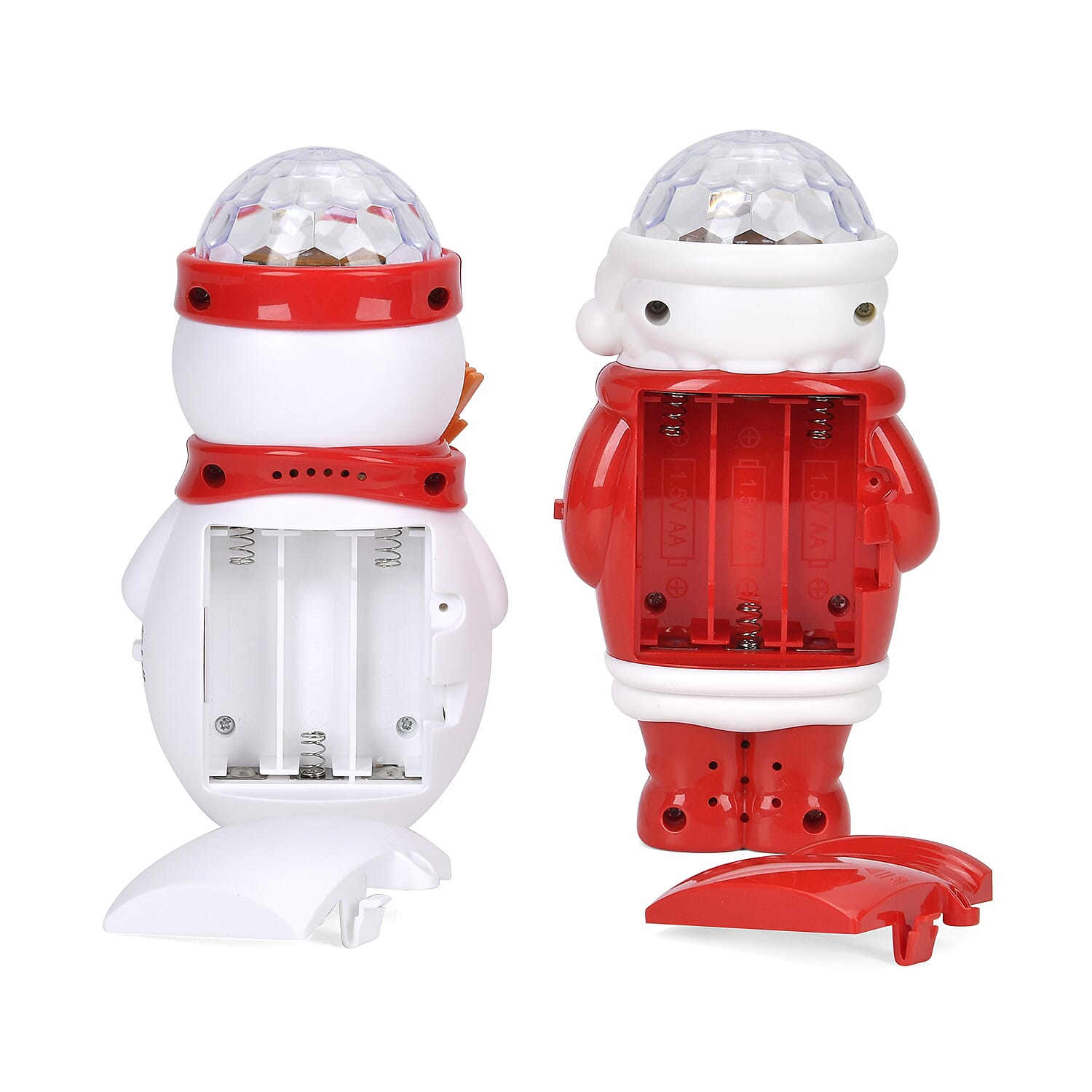 Set of 2 Christmas Music Projector Snowmen & Santa - White & Red