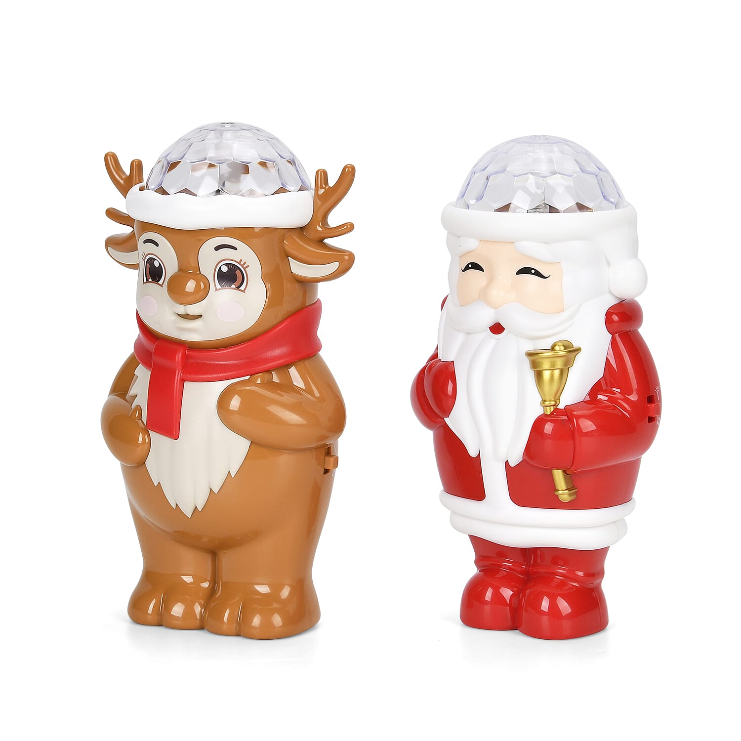 Set of 2 Christmas Music Projector Deer & Santa - Brown & Red