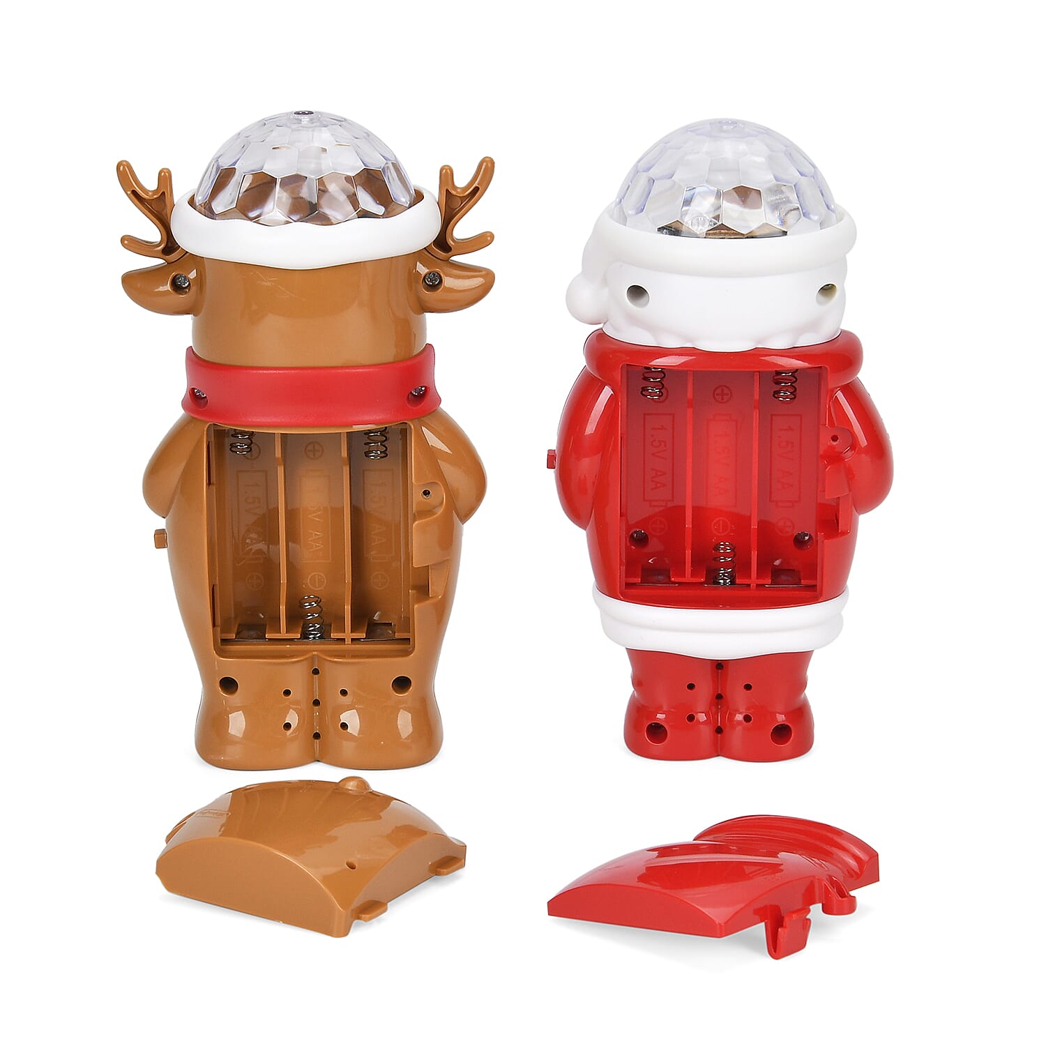 Set of 2 Christmas Music Projector Deer & Santa - Brown & Red