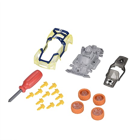 Racing Car with Color changing lights and Music, Easy To Assemble - (Size-7.0x15.2x6.3cm) Orange