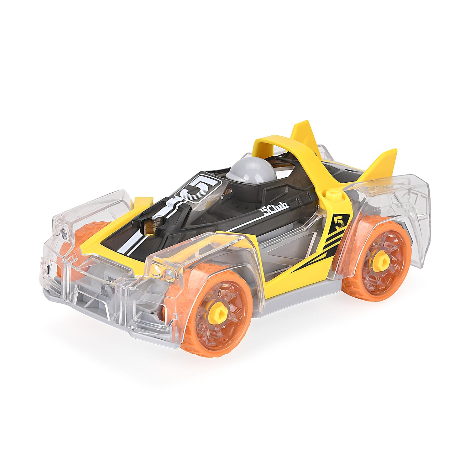 GIFT IDEAS - Racing Car with Color changing lights and Music, Easy To Assemble - (Size-7.0x15.2x6.3cm) - Yellow