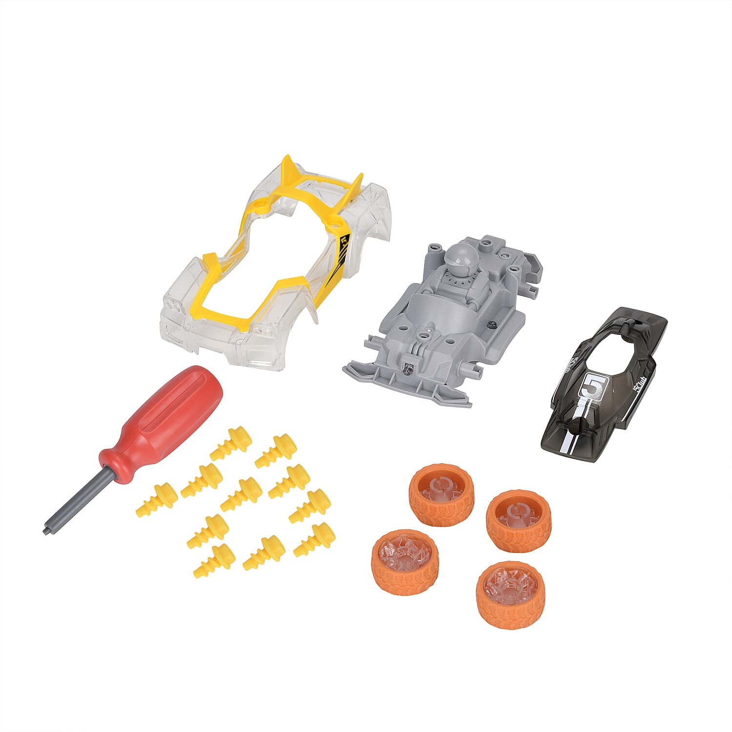 GIFT IDEAS - Racing Car with Color changing lights and Music, Easy To Assemble - (Size-7.0x15.2x6.3cm) - Yellow