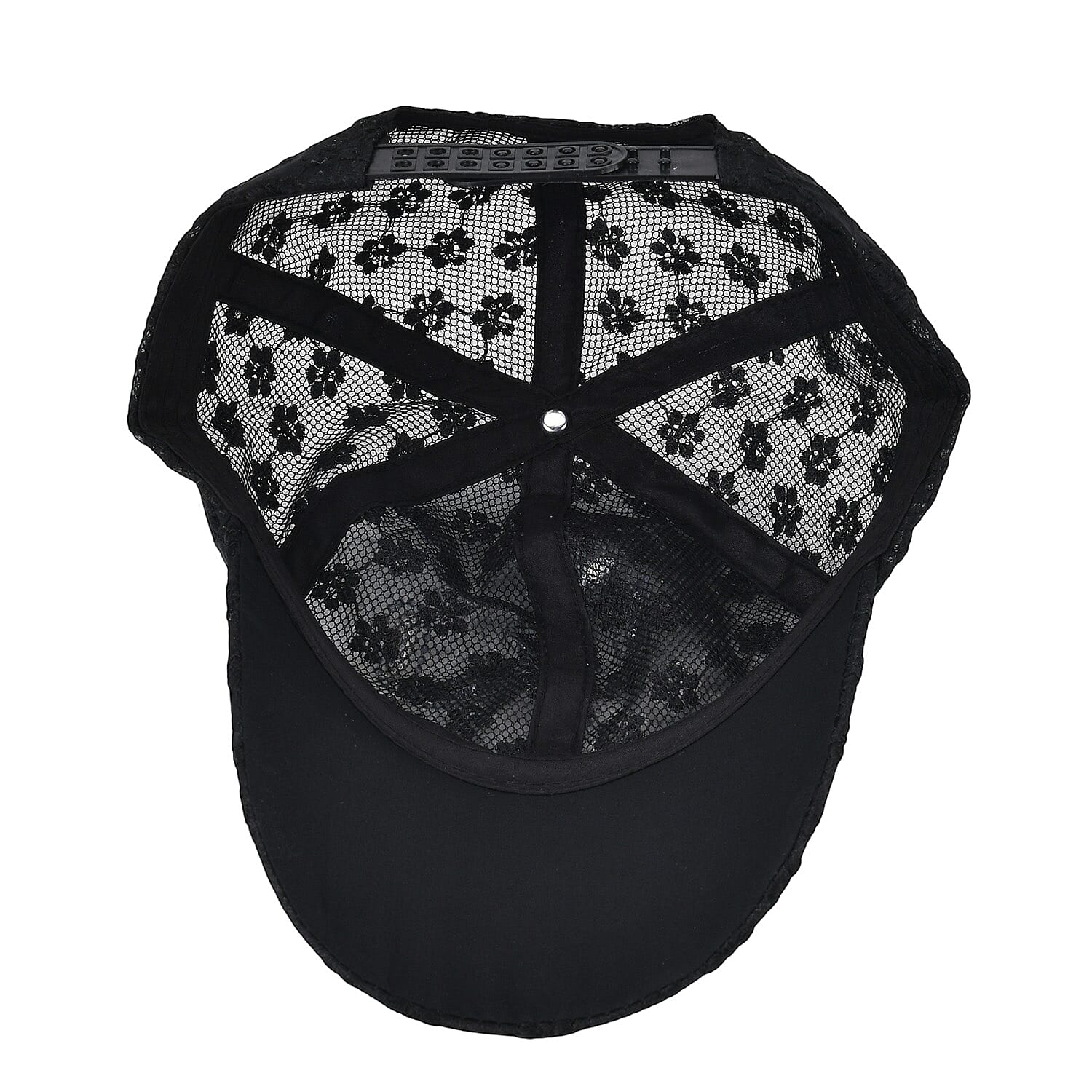 Stylish Sparkling Rhinestone Floral Cap (Size 58-60 cm) - Black