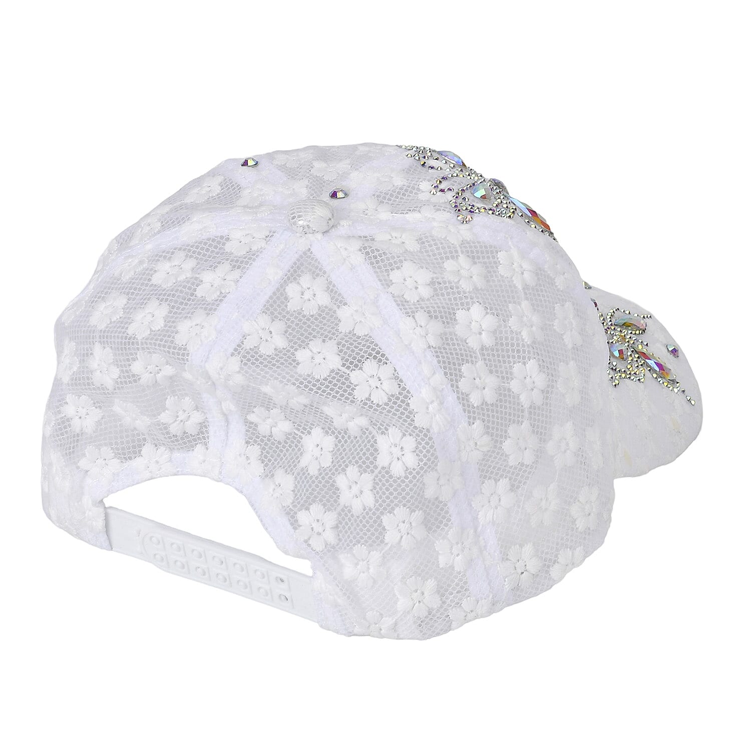 Stylish Sparkling Rhinestone Butterfly Cap (Size 58-60 cm) - White