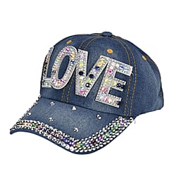 Stylish Sparkling Rhinestone LOVE Letter Cap (Size 58-60 cm) - Blue