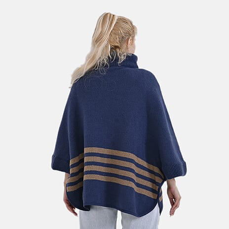 Tamsy Winter Poncho (One Size 10 to 20) - Blue