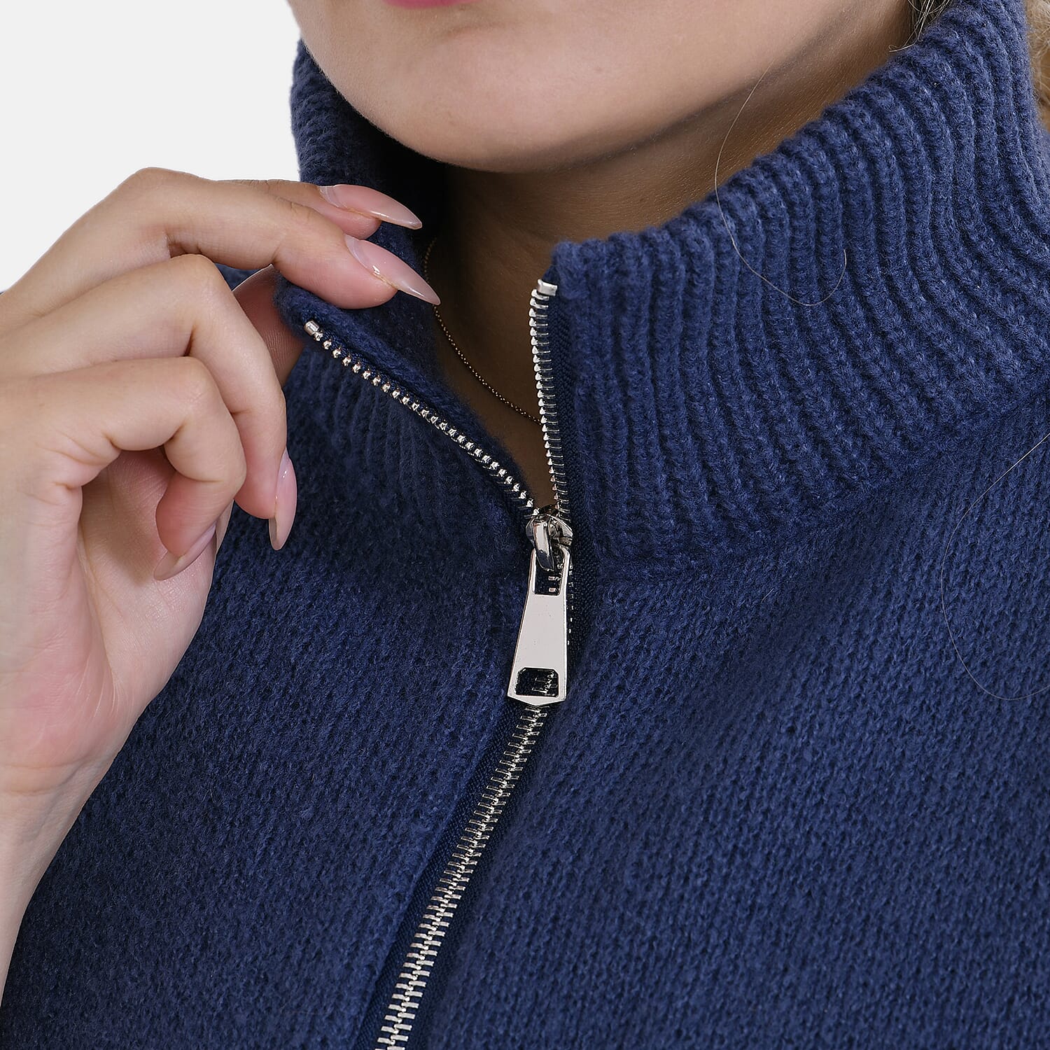 Tamsy Winter Striped Zip Poncho (One Size) - Blue Tamsy Winter Striped Zip Poncho (One Size) - Blue