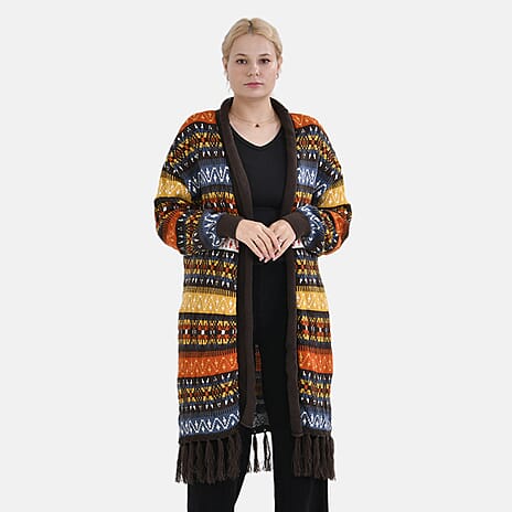 Limited Collection Tamsy Multi-Striped Pattern Coatigan (One Size) - Multi