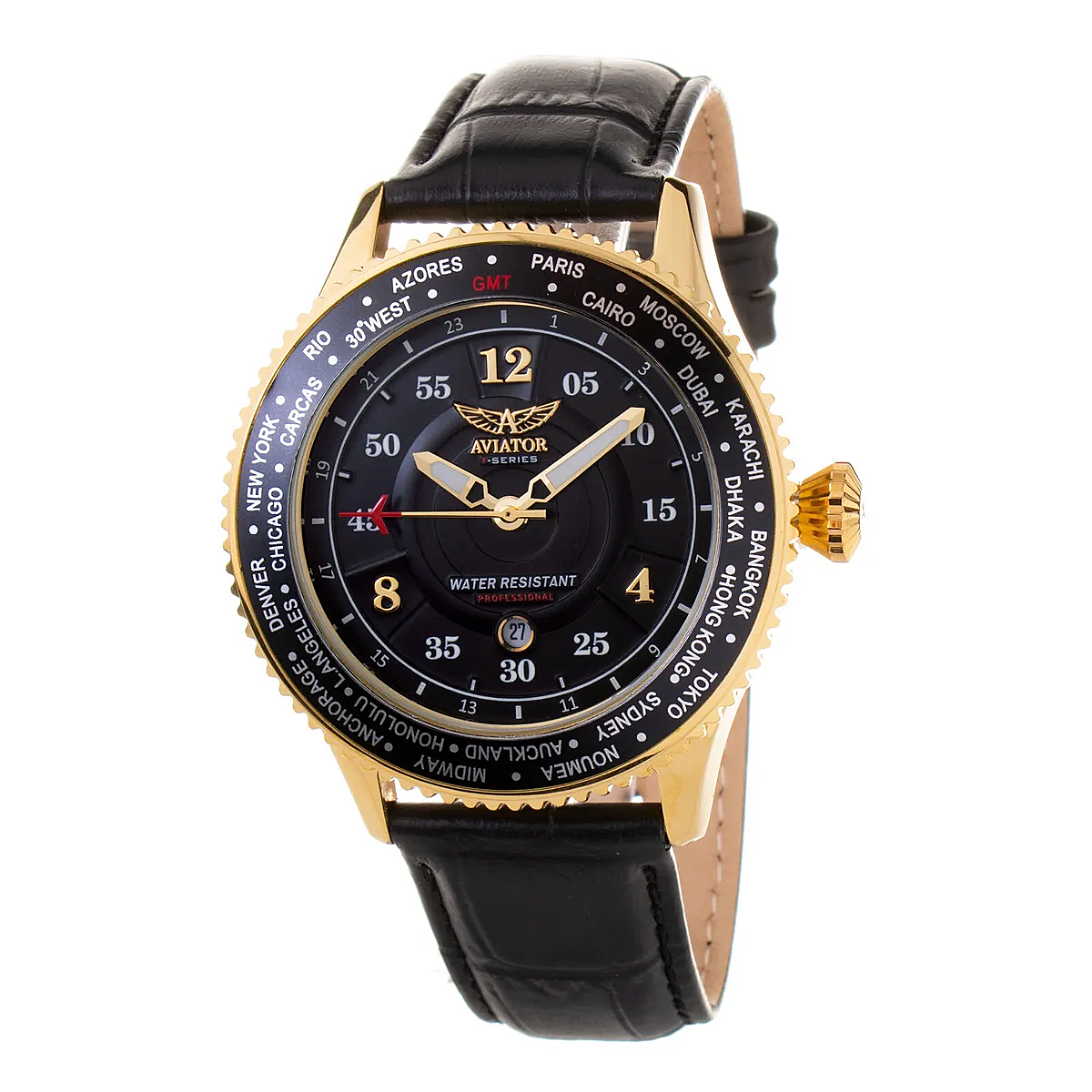 AVIATOR-F-Series-World-Timer-Water-Resistant-Mens-Pilot-Watch-with-Bla