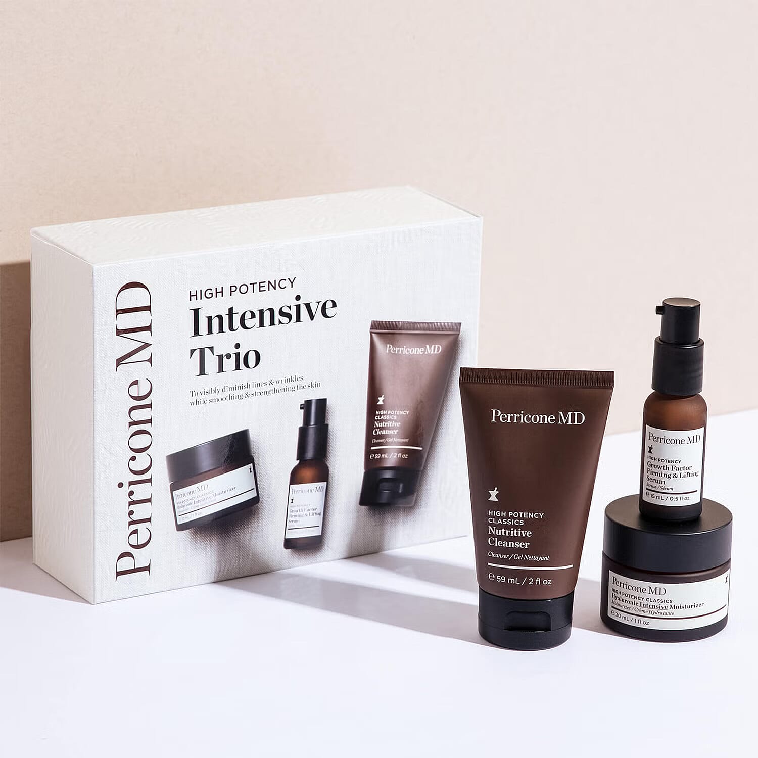 LIQUIDATION DEAL- MD Perricone High Potency Intense Trio Sets (Inc. Hyaluronic Intensive Moisturizer 30ml, Nutritive Cleanser 59ml, Firming & Lifting Serum 15ml)