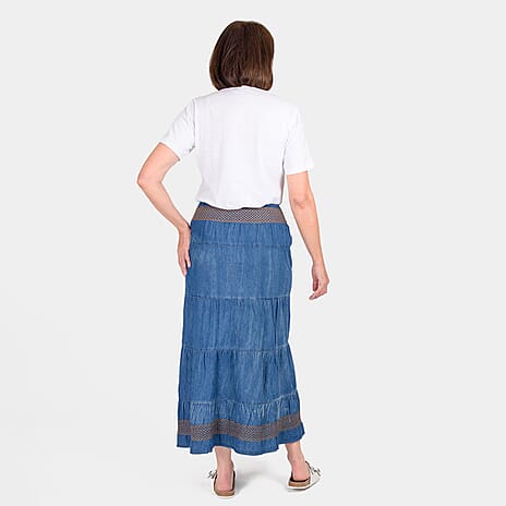 Close Out Deal 100% Cotton Denim Tiered Skirt (Size 10)