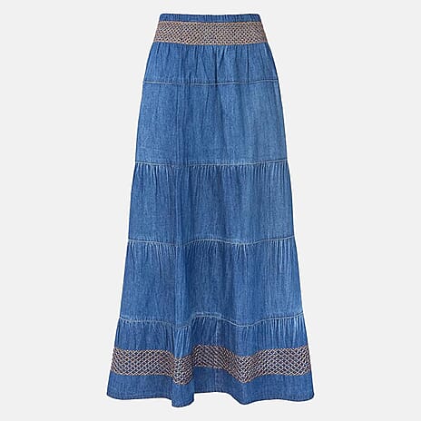 Close Out Deal 100% Cotton Denim Tiered Skirt (Size 14)
