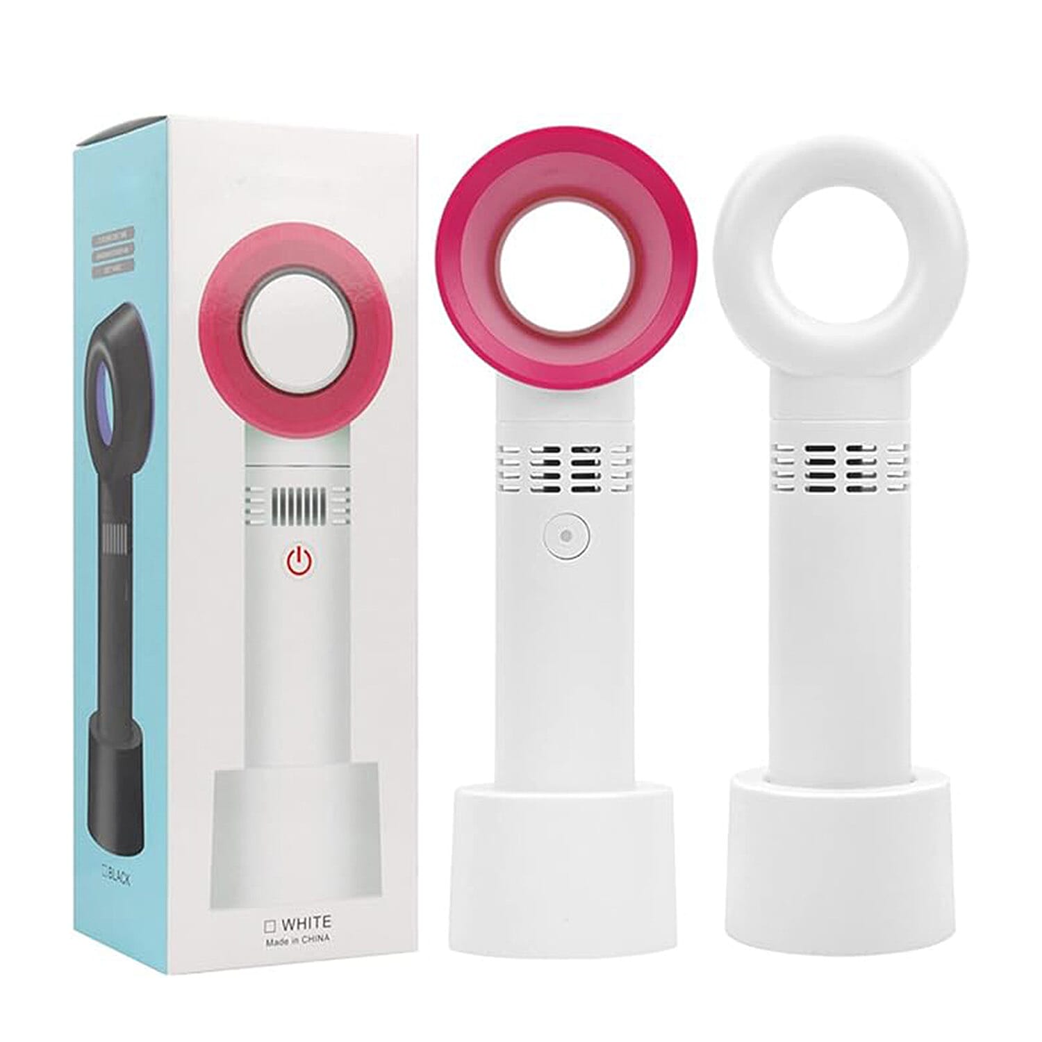 Bladeless Portable - Rechargeable 3 Speed Mode Fan with (2000mAh Battery) - White