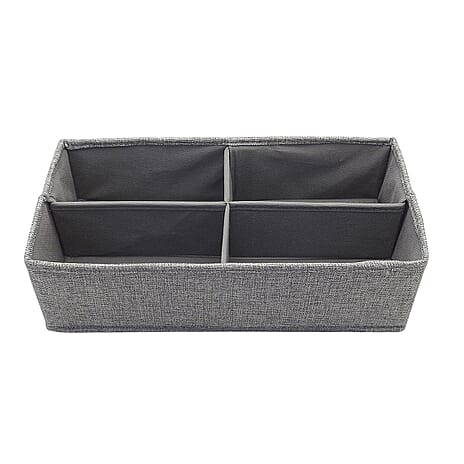 4-Section Draw Divider Set (Size 36x18x10 Cm) - Grey