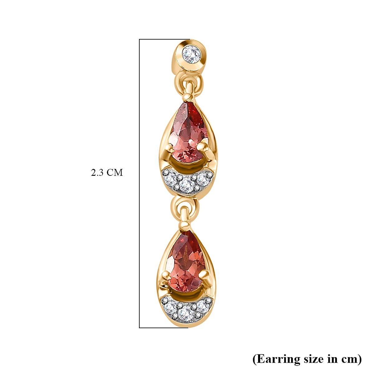 Tanzanian Blush Garnet & Natural Zircon Dangle Earrings in 18K Vermeil Yellow Gold Plated Sterling Silver 1.23 Ct.