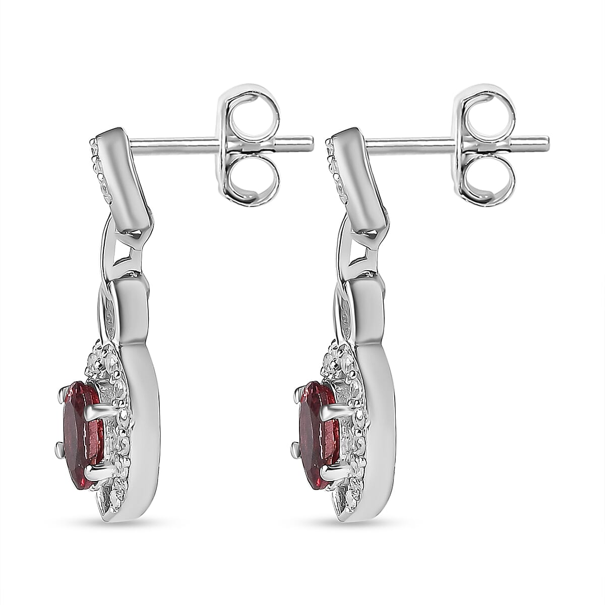 Tanzanian Blush Garnet & Natural Zircon Earrings in Rhodium Overlay Sterling Silver 1.50 Ct