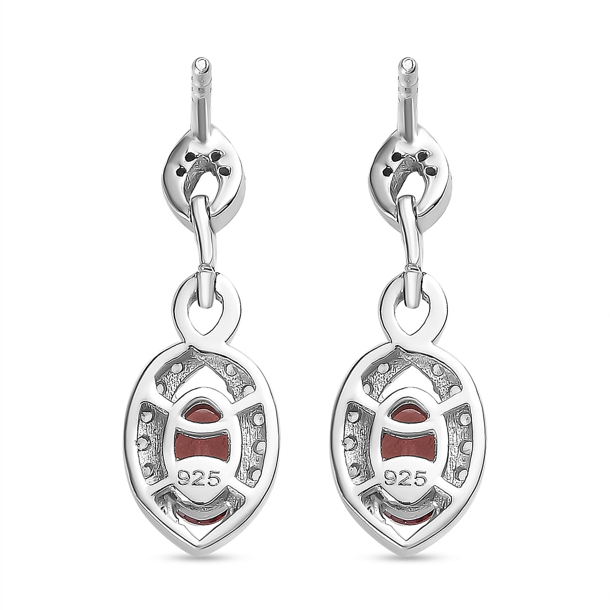Tanzanian Blush Garnet & Natural Zircon Earrings in Rhodium Overlay Sterling Silver 1.50 Ct