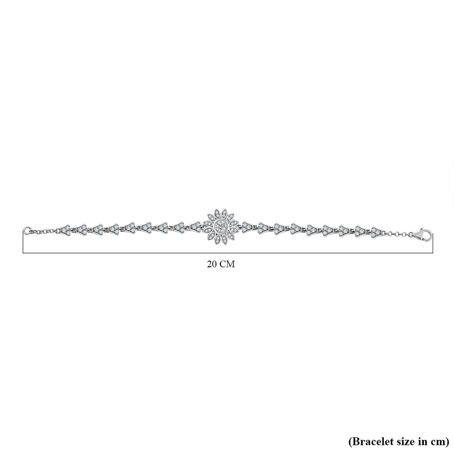 GP Italian Garden Collection - Moissanite Bracelet (Size - 7.5) in Rhodium Overlay Sterling Silver Wt. 11.92 Gms