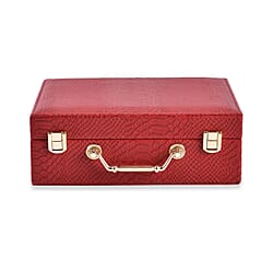 Set of 2 Leatherette Snake Skin Pattern Jewellery Box (Size Large-Small) - Turquoise Blue