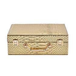 Set of 2 Leatherette Snake Skin Pattern Jewellery Box (Size Large-Small) - Turquoise Blue