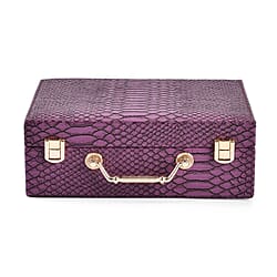 Set of 2 Leatherette Snake Skin Pattern Jewellery Box (Size Large-Small) - Turquoise Blue