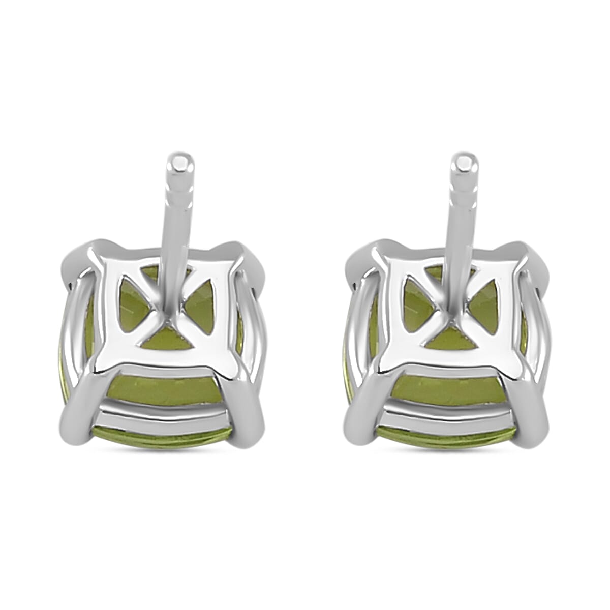 Natural Hebei Peridot Solitaire Earrings in Rhodium Overlay Sterling Silver 3.10 Ct.