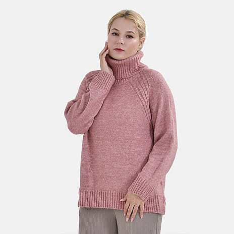 La Marey Roll Neck Solid Jumper (Size M) - Dusty Pink