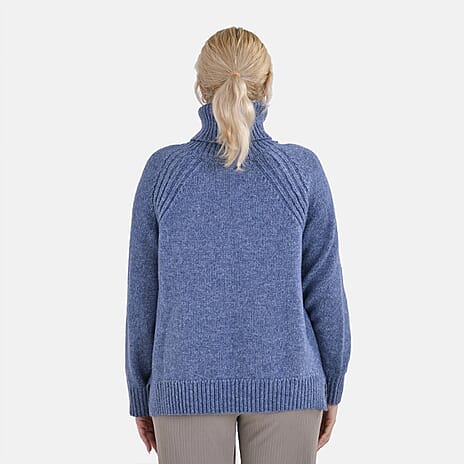 La Marey Roll Neck Solid Jumper (Size M) - Blue