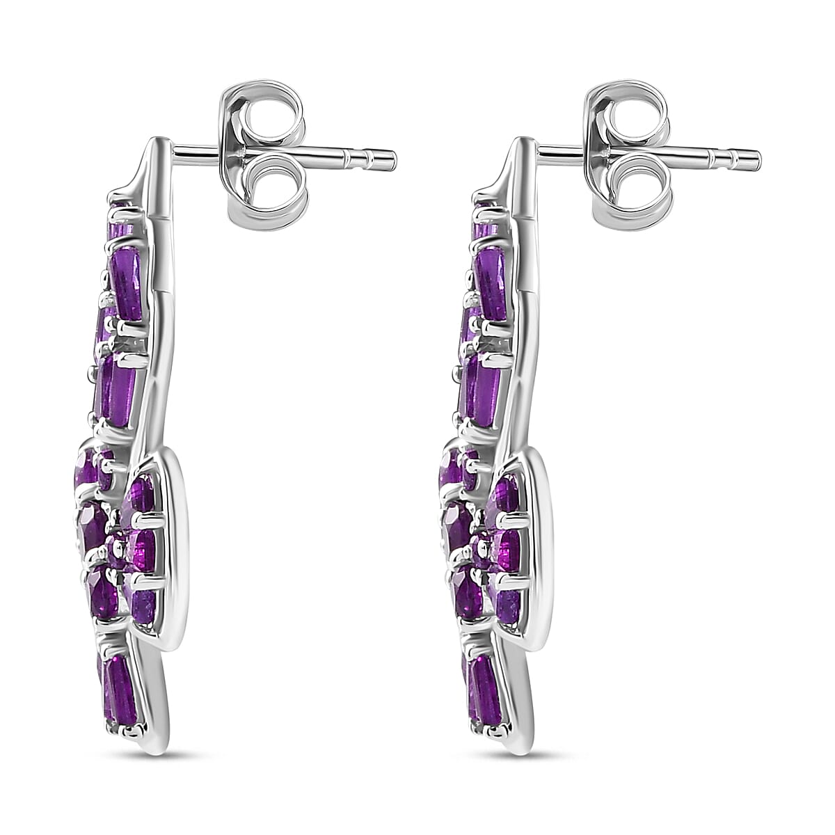 GP Italian Garden Collection - Amethyst Earrings with Push Back in Rhodium Overlay Sterling Silver 2.26 Ct.