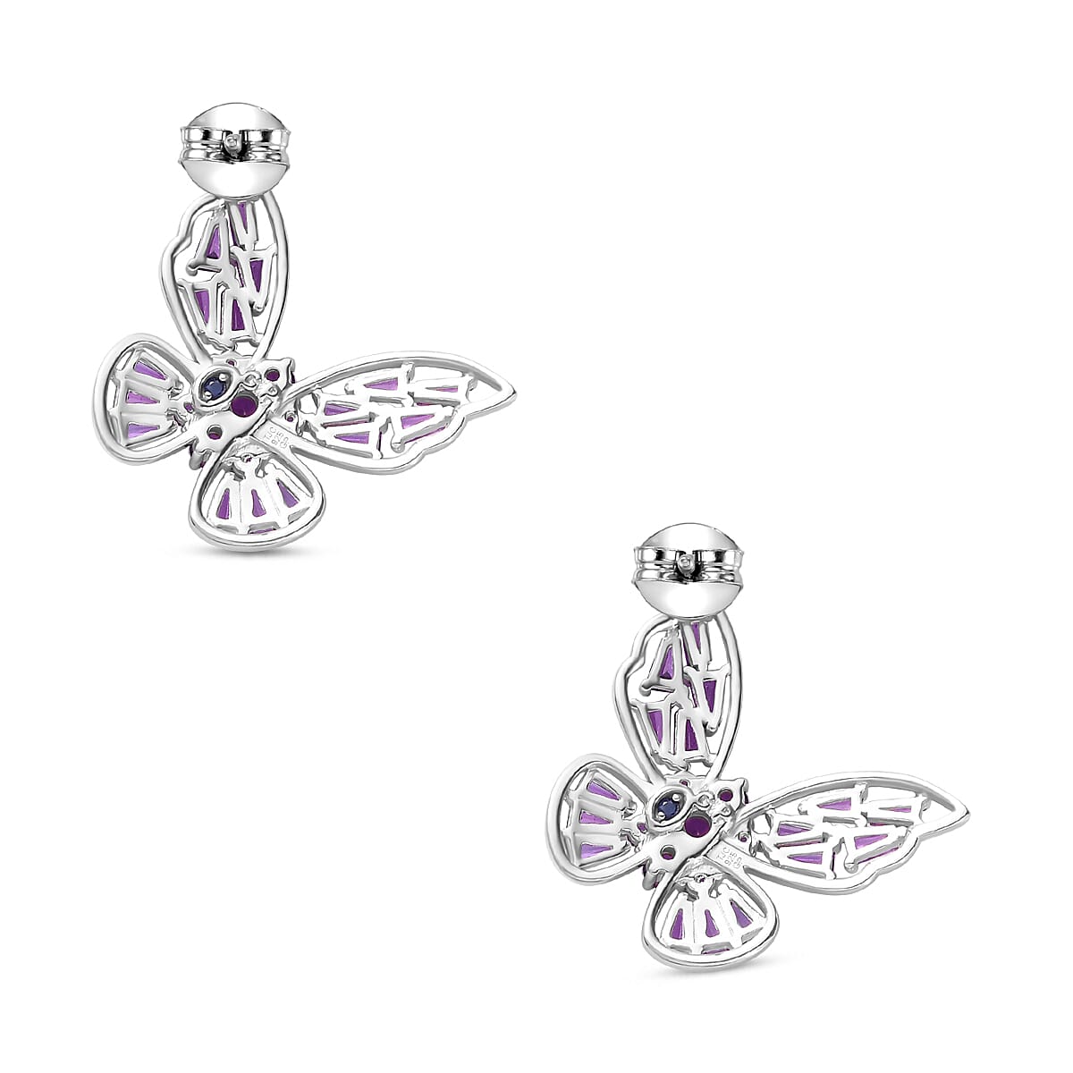 GP Italian Garden Collection - Amethyst Earrings with Push Back in Rhodium Overlay Sterling Silver 2.26 Ct.