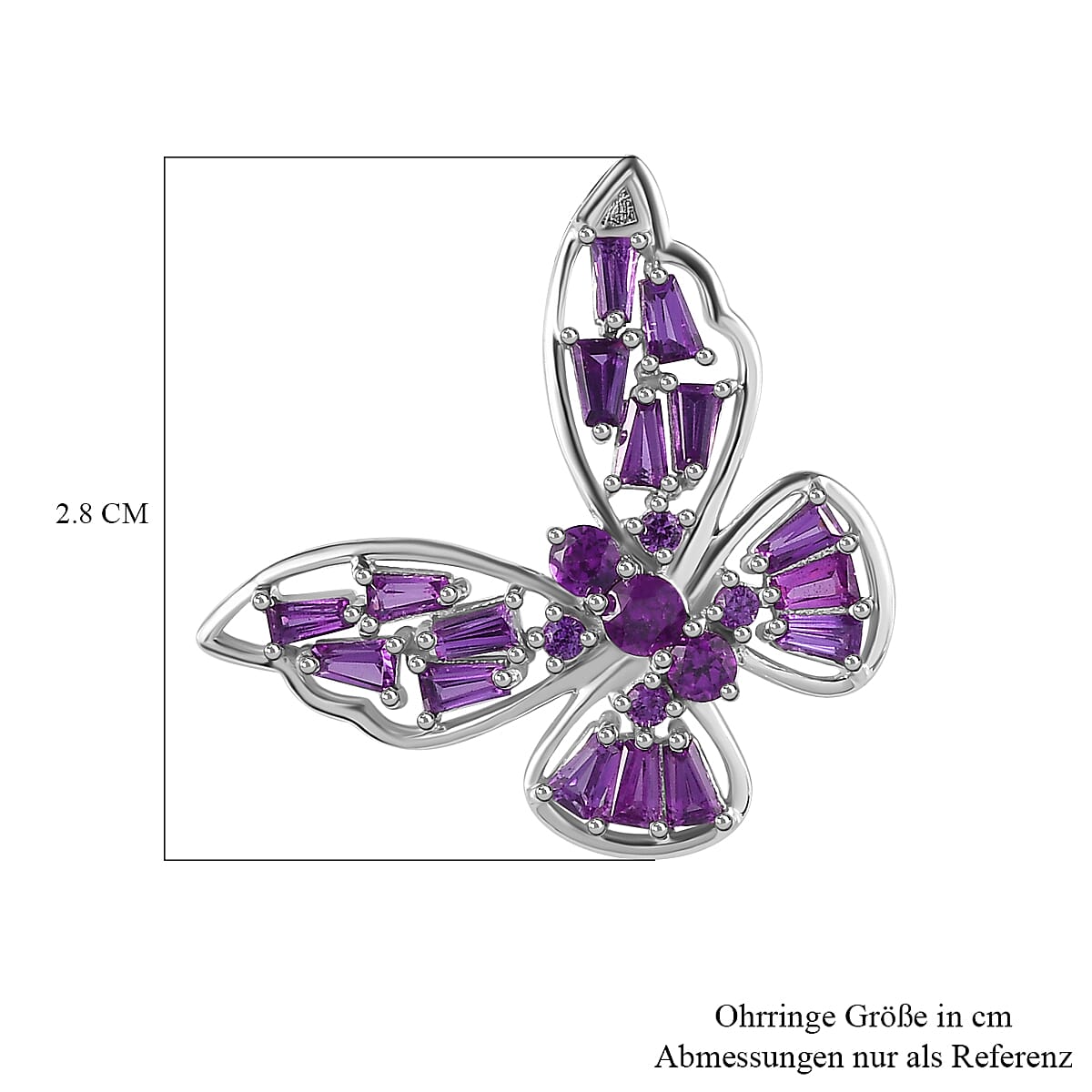 GP Italian Garden Collection - Amethyst Earrings with Push Back in Rhodium Overlay Sterling Silver 2.26 Ct.