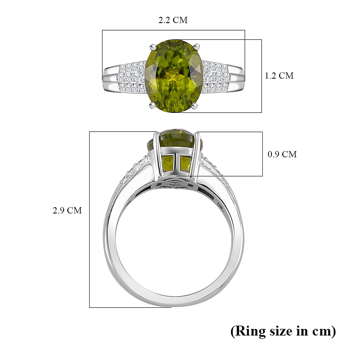 Natural Hebei Peridot & Moissanite Ring in Rhodium Overlay Sterling Silver 3.72 Ct Natural Hebei Peridot & Moissanite Ring in Rhodium Overlay Sterling Silver 3.72 Ct