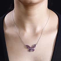 GP Italian Garden Collection - Rhodolite Garnet Necklace (Size - 20) in Rhodium Overlay Sterling Silver 2.73 Ct