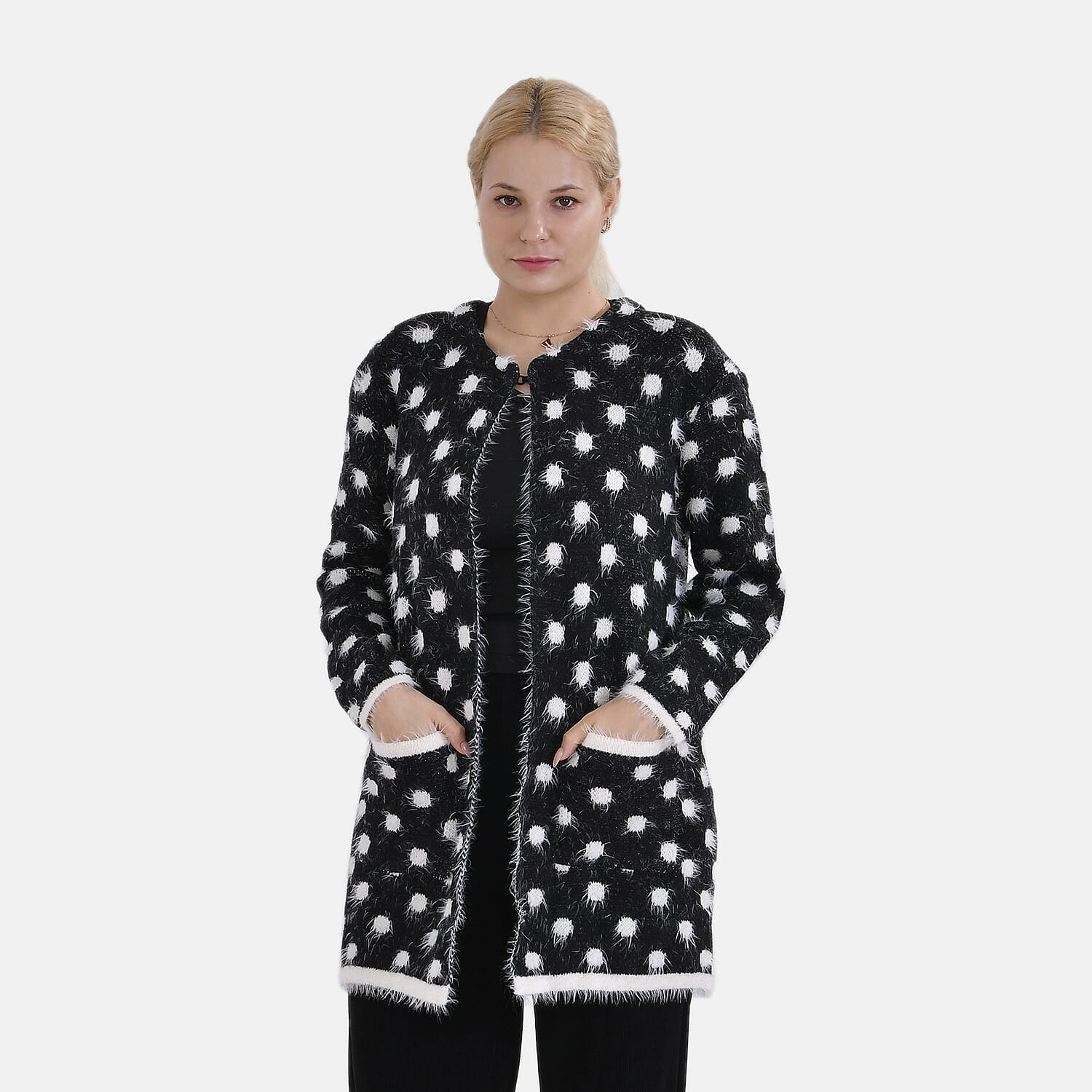 TAMSY Polk Dots Winter Outfit with 2 Pockets (Free Size, Fit to 8-20) - Black & White