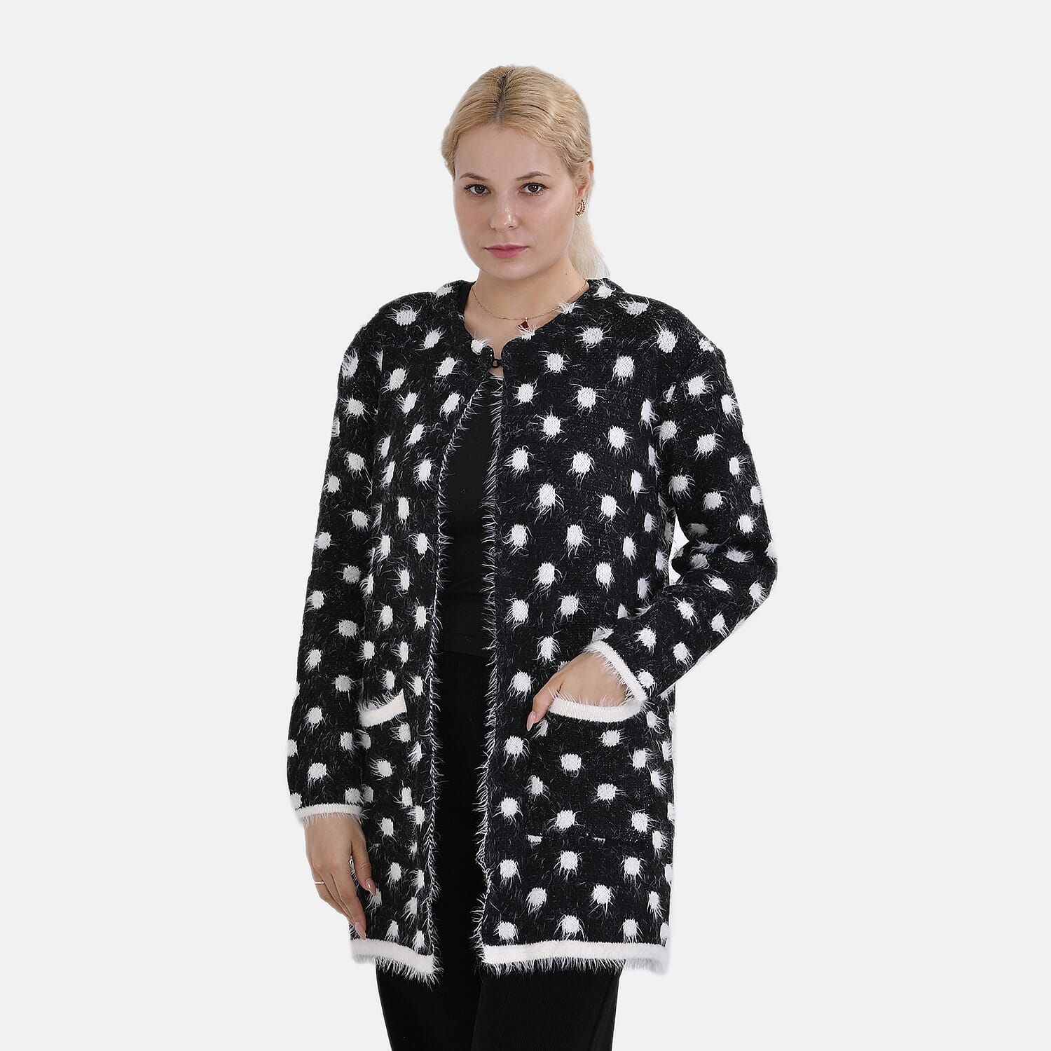 TAMSY Polk Dots Winter Outfit with 2 Pockets (Free Size, Fit to 8-20) - Black & White