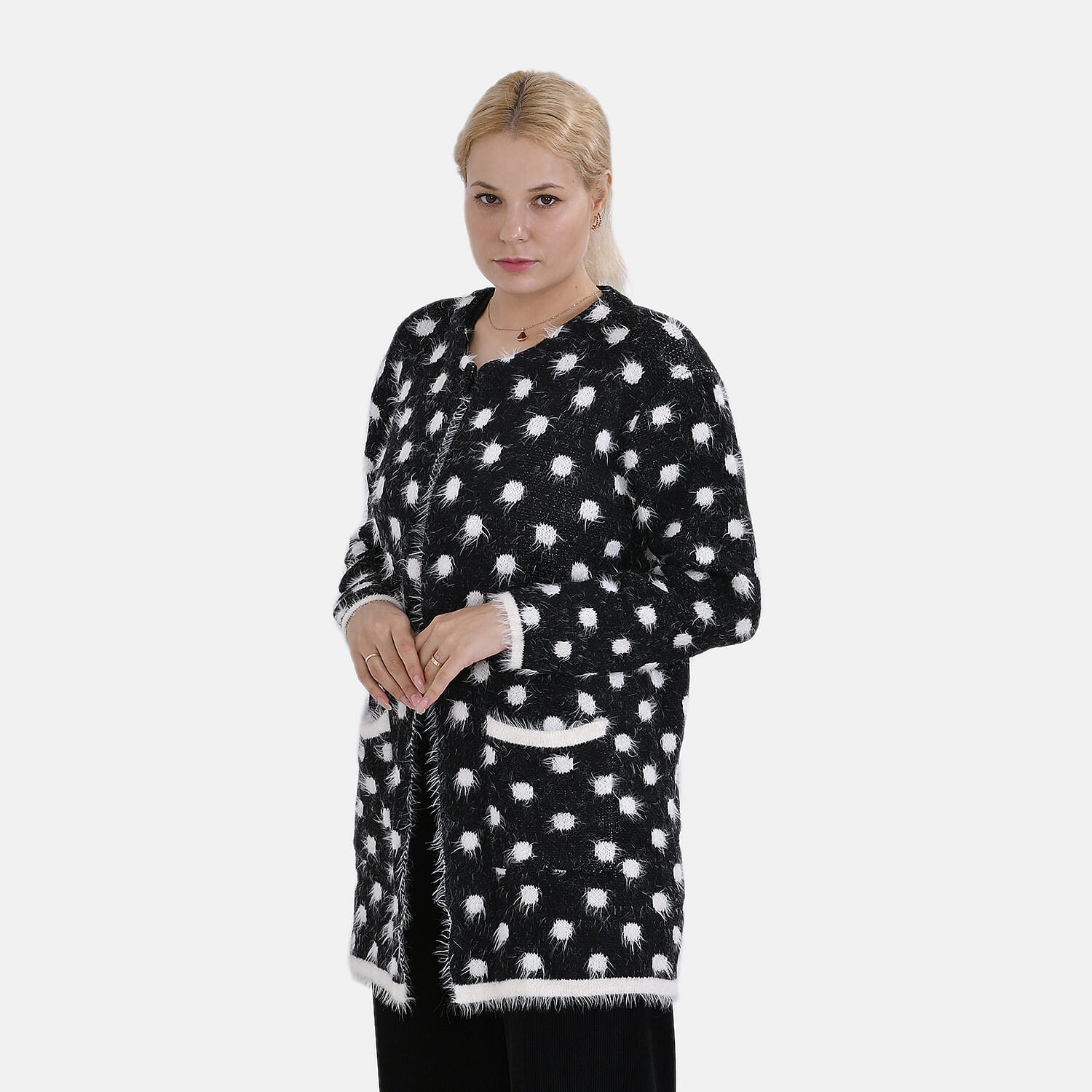 TAMSY Polk Dots Winter Outfit with 2 Pockets (Free Size, Fit to 8-20) - Black & White