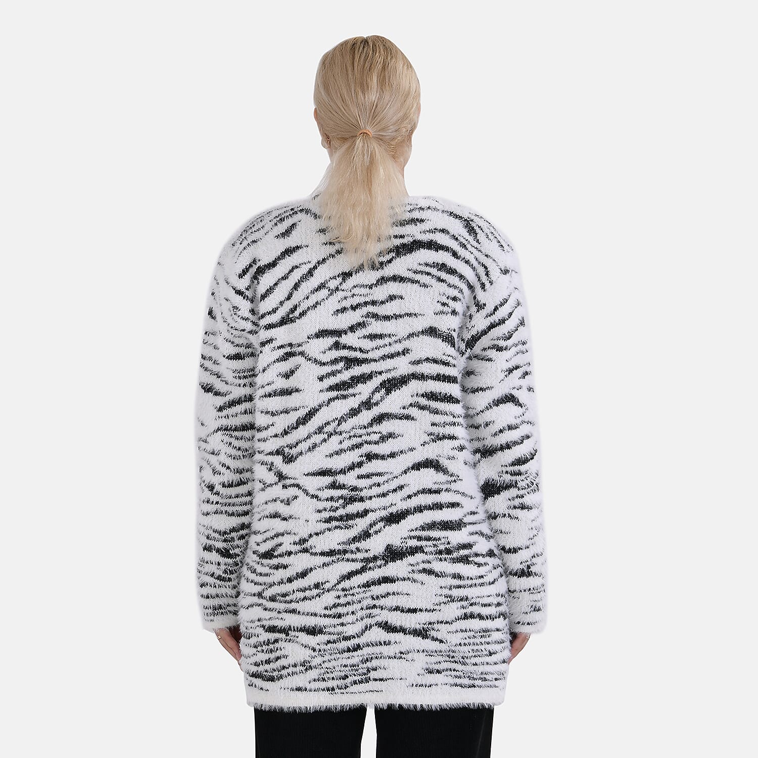 TAMSY Zebra Pattern Winter Outfit with 2 Pockets (Fre Size, Fit to 8-20) - White & Black