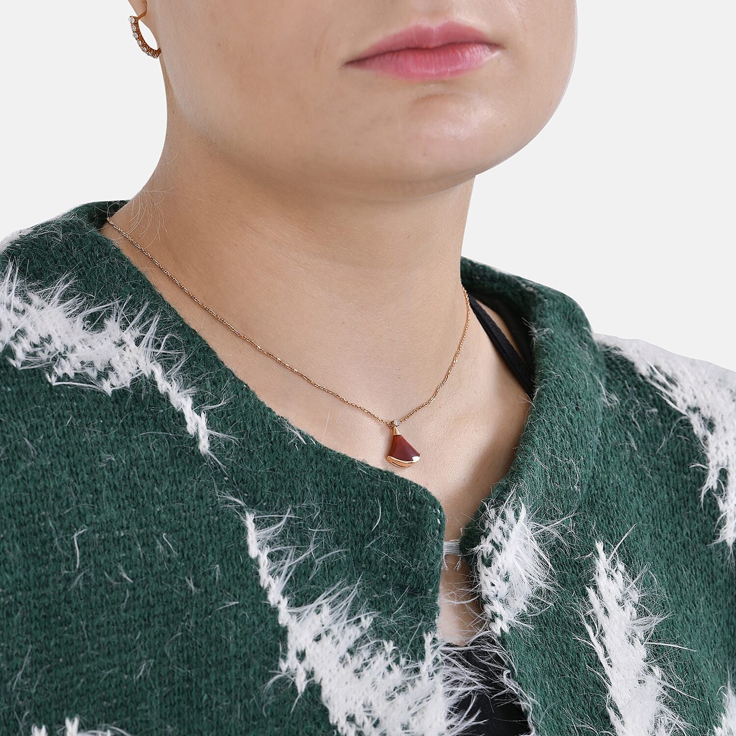 Tamsy Leaf Patterned Coatigan with Pockets (Size - One Size) - Green