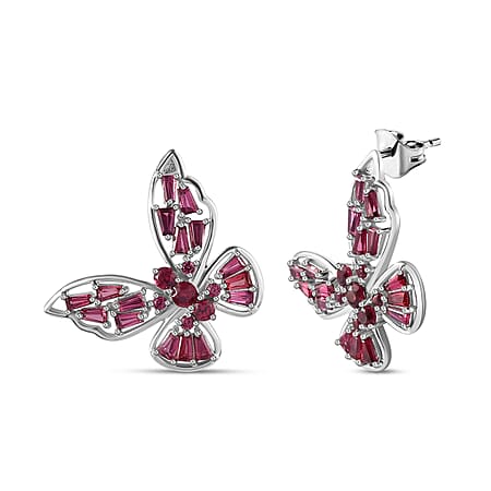 GP Italian Garden Collection - Rhodolite Garnet Earrings in Rhodium Overlay Sterling Silver 3.22 Ct