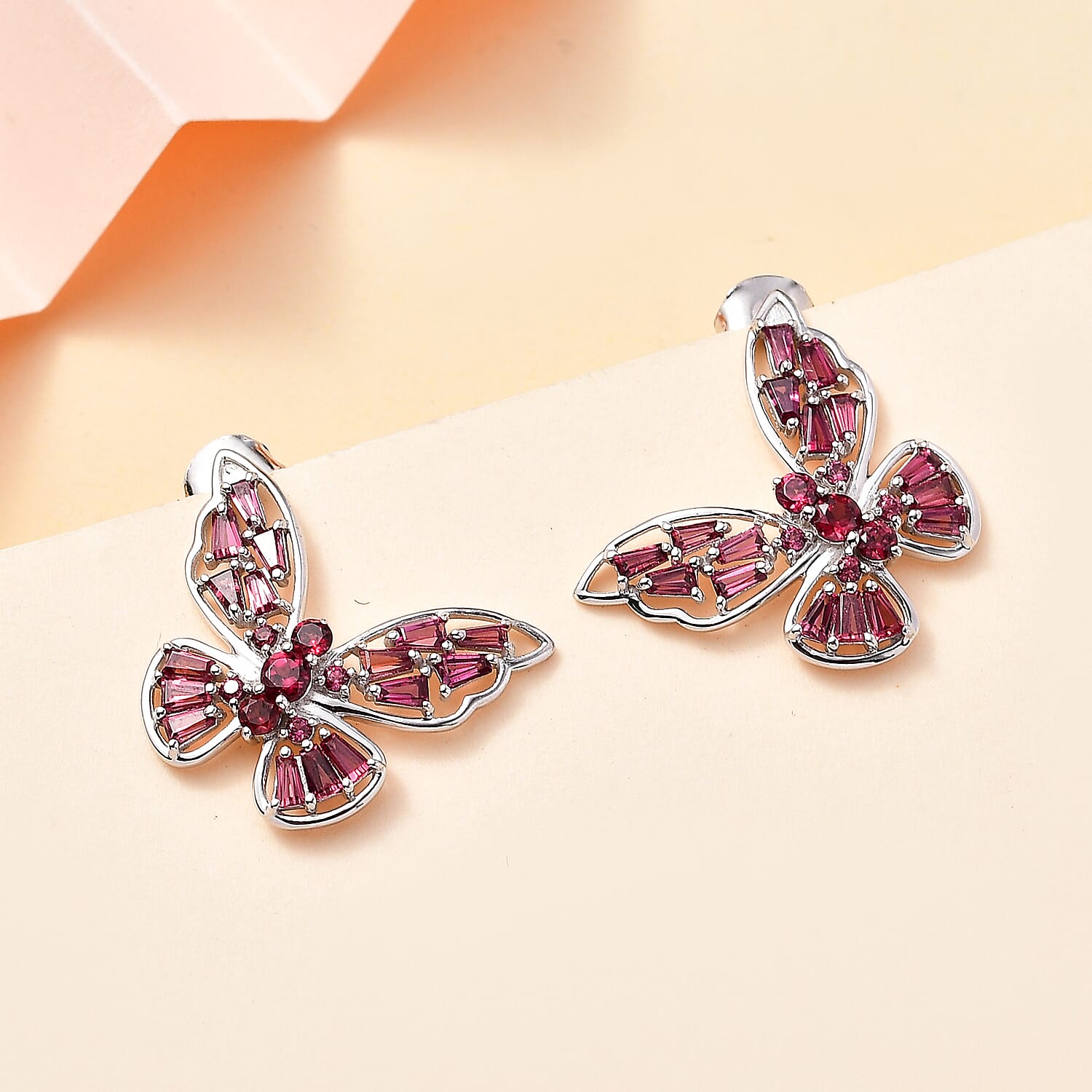 GP Italian Garden Collection - Rhodolite Garnet Earrings in Rhodium Overlay Sterling Silver 3.22 Ct
