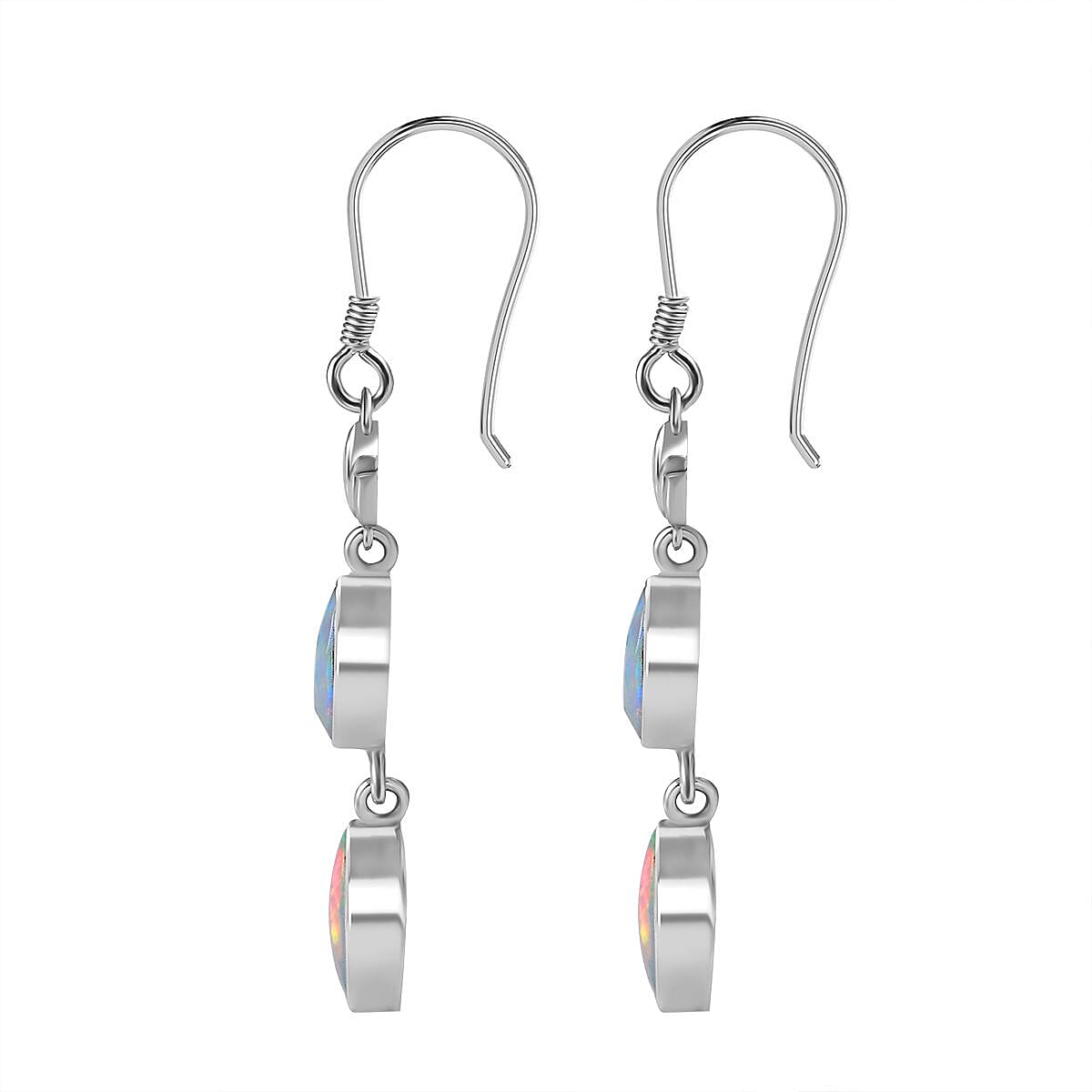 Ethiopian Opal Solitaire Lever Back Earring in Rhodium Overlay Sterling Silver 2.62 Ct. Ethiopian Opal Solitaire Lever Back Earring in Rhodium Overlay Sterling Silver 2.62 Ct.