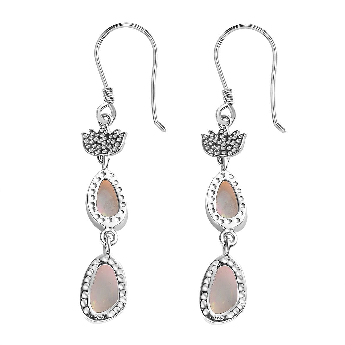 Ethiopian Opal Solitaire Lever Back Earring in Rhodium Overlay Sterling Silver 2.62 Ct. Ethiopian Opal Solitaire Lever Back Earring in Rhodium Overlay Sterling Silver 2.62 Ct.