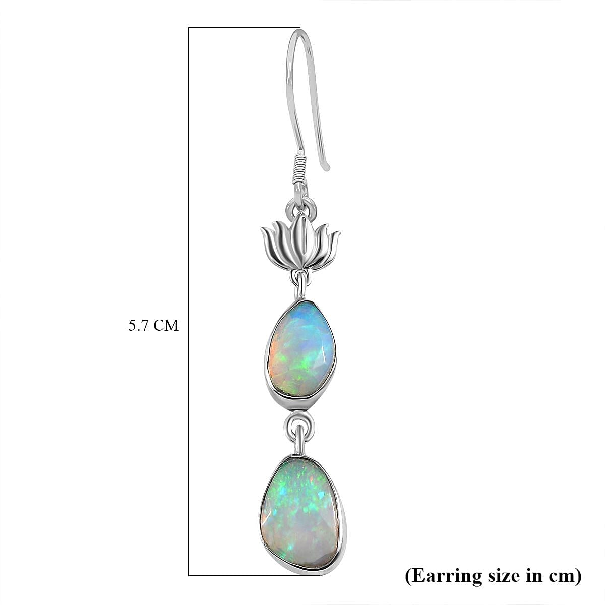 Ethiopian Opal Solitaire Lever Back Earring in Rhodium Overlay Sterling Silver 2.62 Ct. Ethiopian Opal Solitaire Lever Back Earring in Rhodium Overlay Sterling Silver 2.62 Ct.