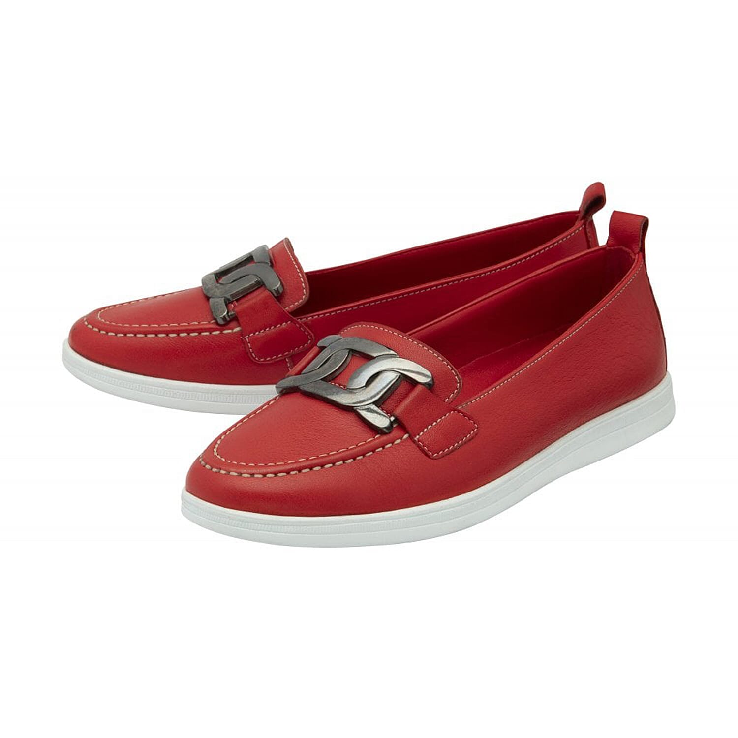 Lotus Magali Leather Slip on Ladies Loafer (Size 3) - Red