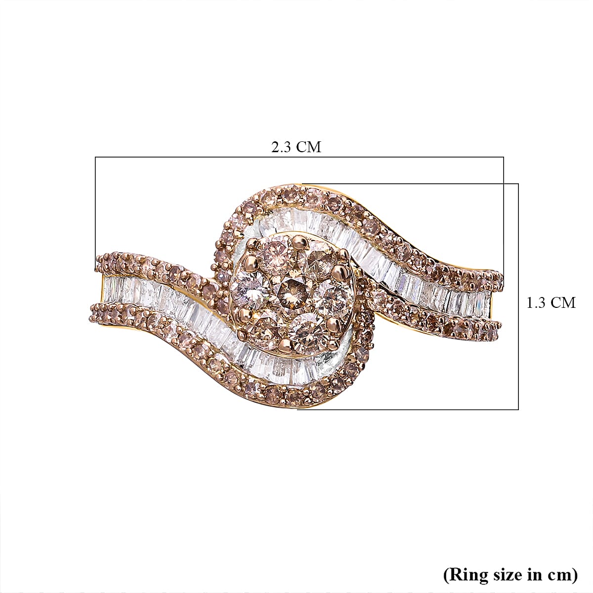 One Time Deal- 9K Yellow Gold Natural Champagne Diamond and White Diamond Ring 1.00 Ct One Time Deal- 9K Yellow Gold Natural Champagne Diamond and White Diamond Ring 1.00 Ct