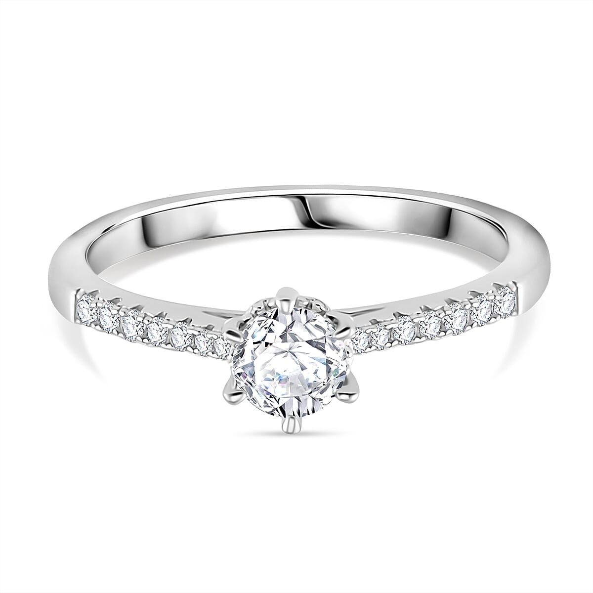 Moissanite Fancy Ring in Rhodium Sterling Silver