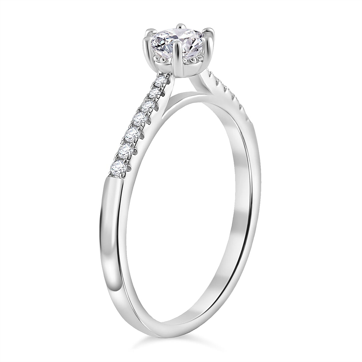 Moissanite Fancy Ring in Rhodium Sterling Silver